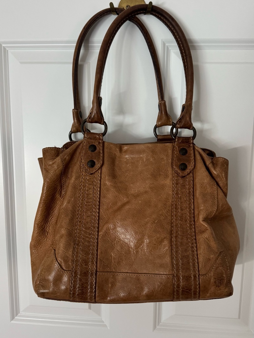 Frye Cognac Brown Leather Double-Handle Tote